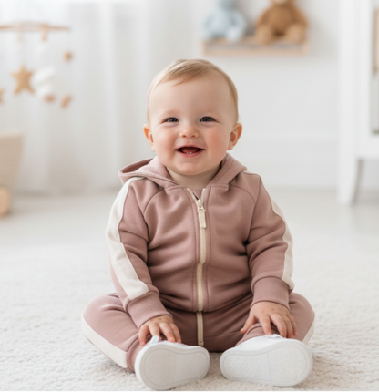 Fleeced Hoodie and Jogger Set - Pink/Blue/Purple - 3-24M