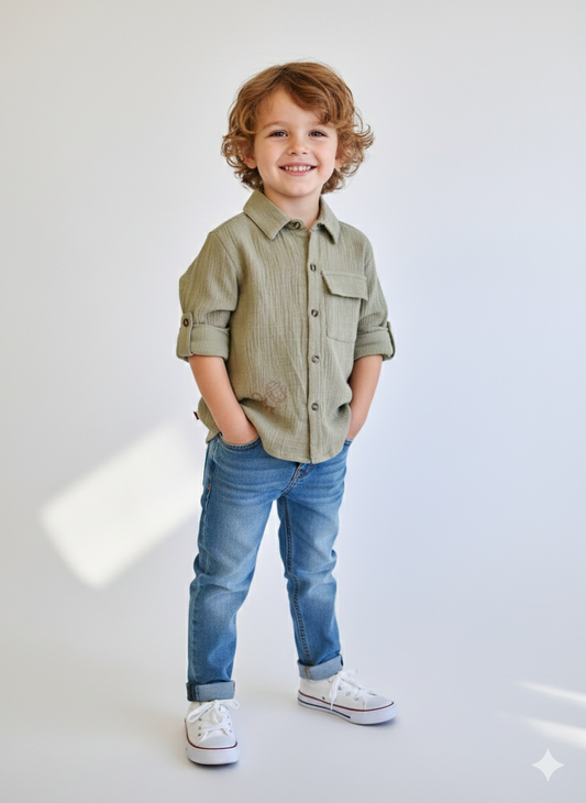 Long-sleeved Muslin shirt 3-7y