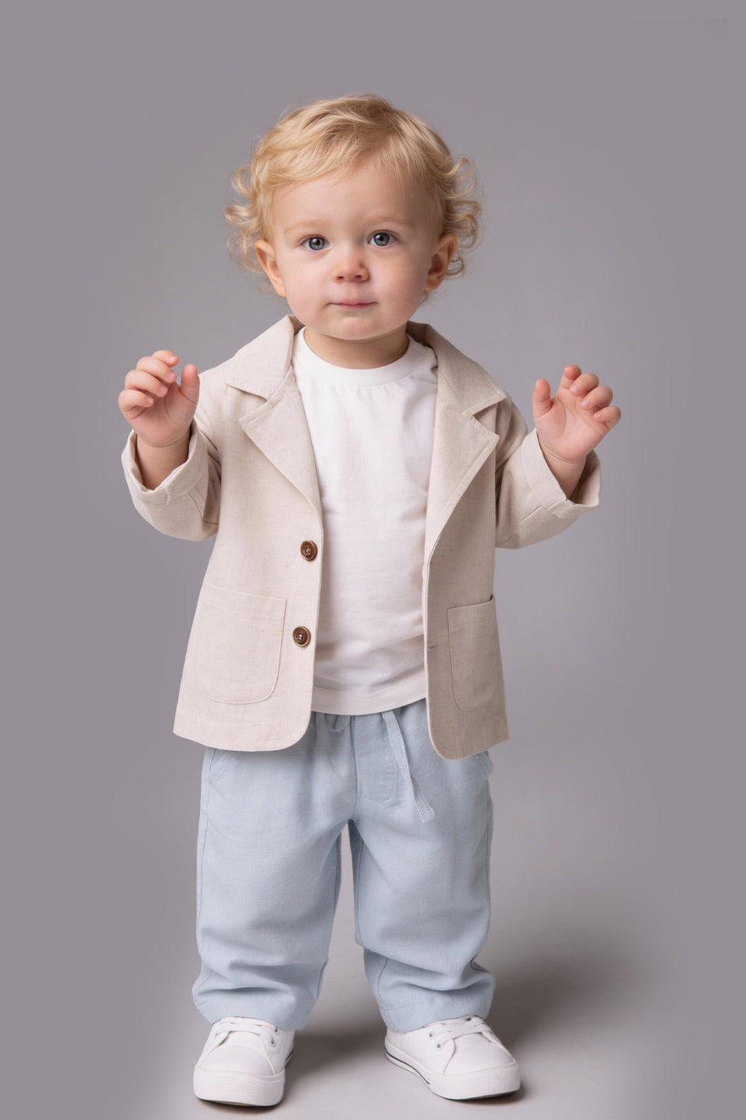 Coastal Linen Blazer Set - 9M-3Y