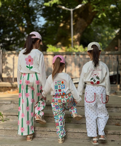 Floral Sweater & Striped Pants Set - 2-8Y
