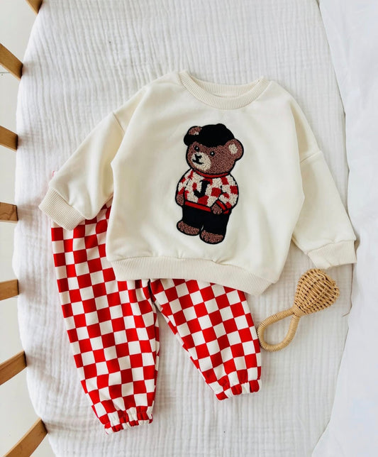 Teddy Bear Checkered Baby Set - 6M-3Y