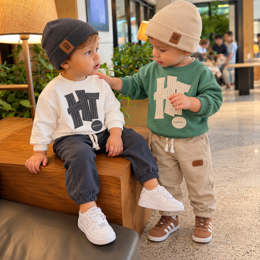 "Hi" Baby Set (3 pcs) - Beige/Grey - 6M-3Y