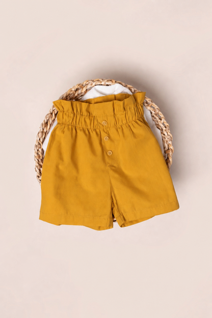 High Waist Shorts - Yellow Mustard - 9M-4Y