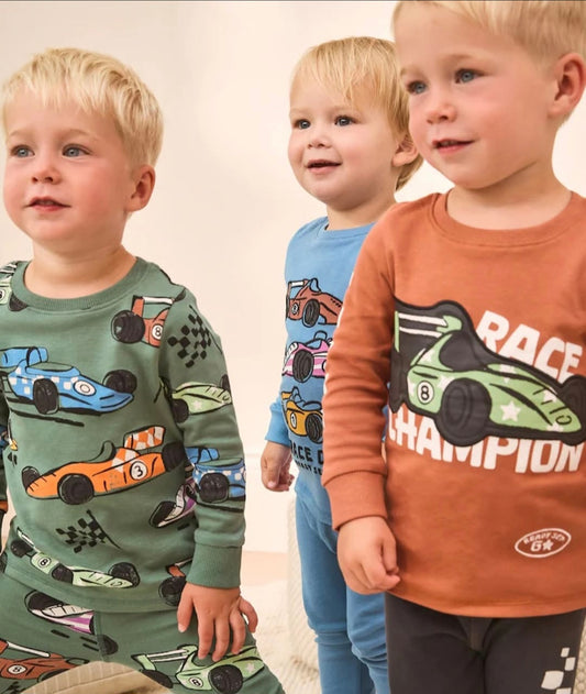 Colorful Cars Pyjamas - Blue/Orange/Green - 1-8Y