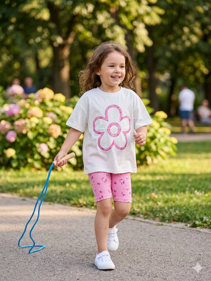 Little Flower - Short Legging & Tshirt Set - 2-8Y