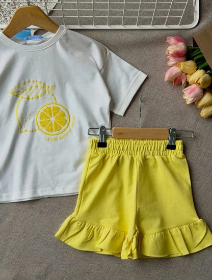 Lemon Vibes Shorts & Tshirt Set - 2-7Y