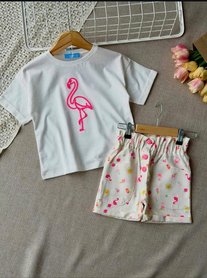 SWAN Denim Shorts & Tshirt Set - 2-7Y