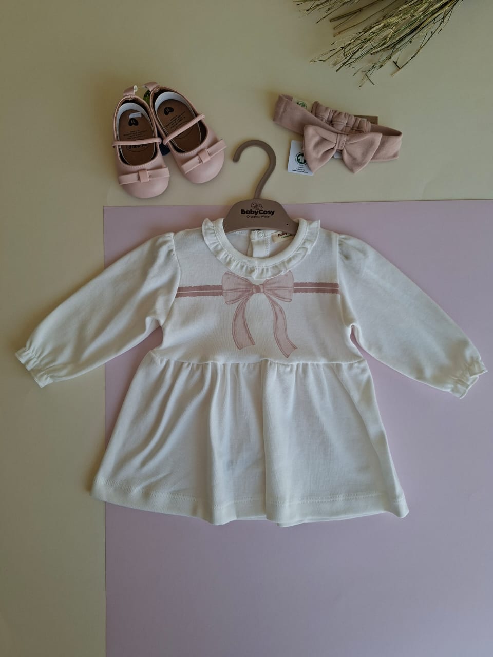 Dress with Headband Ribbon - Pink-Powder - 3-24M