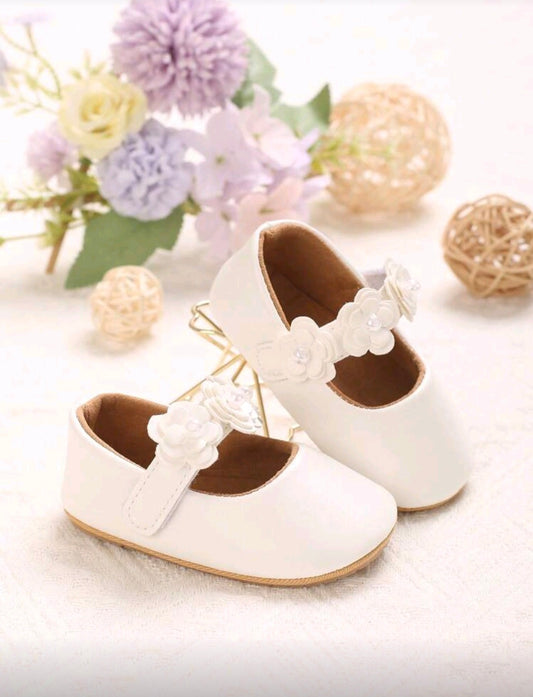 White Floral Mary Janes