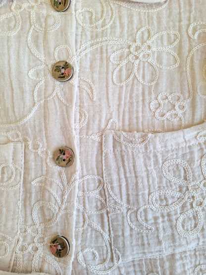 The Cream Embroidery Bloom Set 3-7y