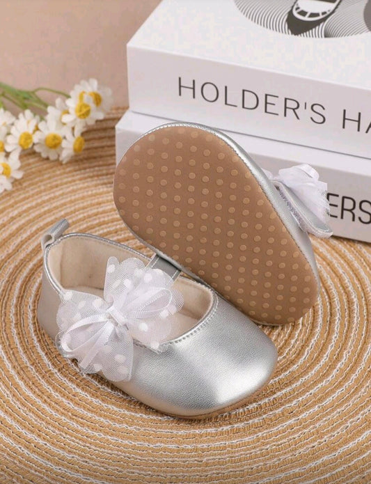 Silver Tulle Shimmer Mary Janes