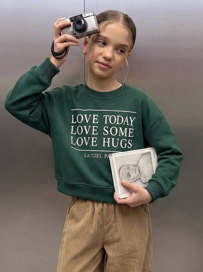 Love Some Hugs Green Sweater - 2-7Y