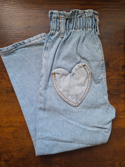 Light Blue Denim Pants with Heart Pockets - 18M-6Y