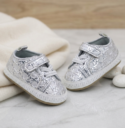 Geometric 3D silver sneakers