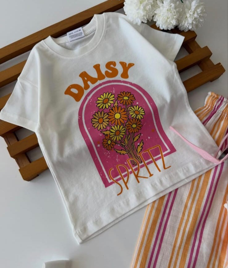 DAISY Muslin Pants & Tshirt Set - 2-8Y