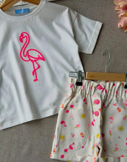 SWAN Denim Shorts & Tshirt Set - 2-7Y