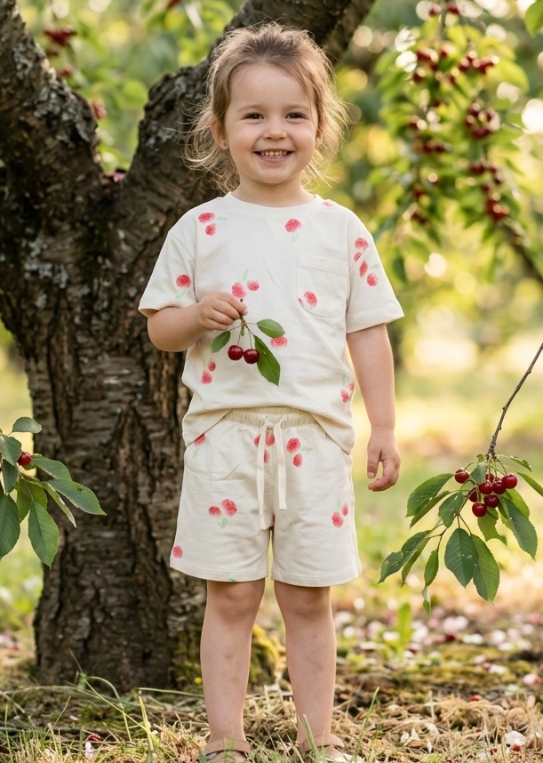 CHERRY Shorts & Tshirt Set - 2-8Y