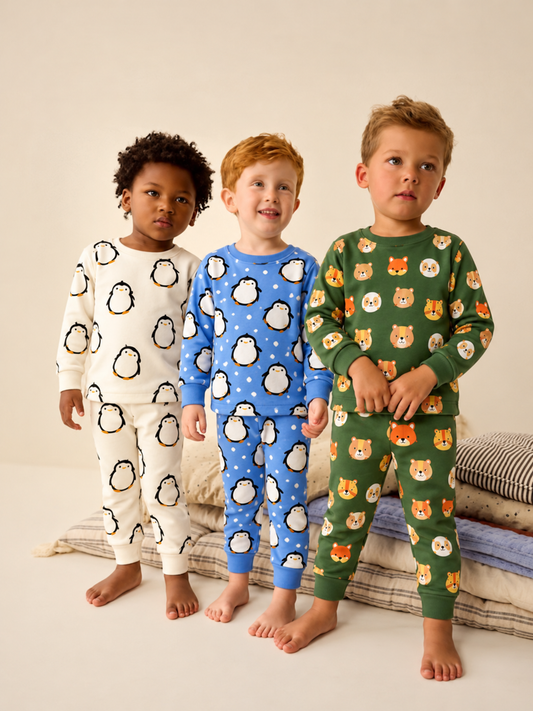 Boy Cotton Pyjamas - Forest Friends/Penguins - 1-4Y