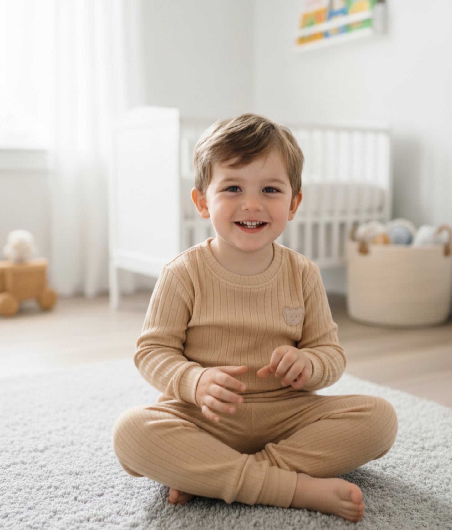 Bear Pyjamas - White/Blue/Beige - 1-6Y