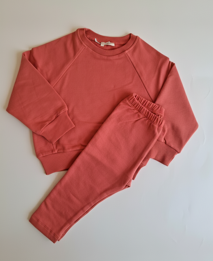 Snuggly Sweater & Legging Fleeced Set - Orange/Pink - 1-6Y