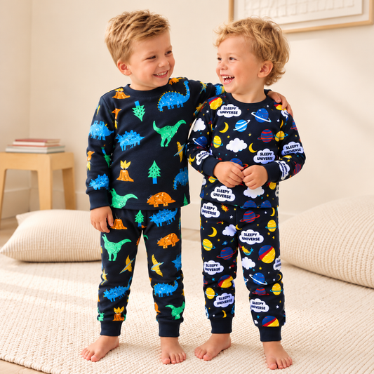 Boy Cotton Pyjamas - Universe/Dinos - 3-8Y