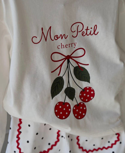 Cherry Sweater & Polka Dots Pants Set - 2-8Y