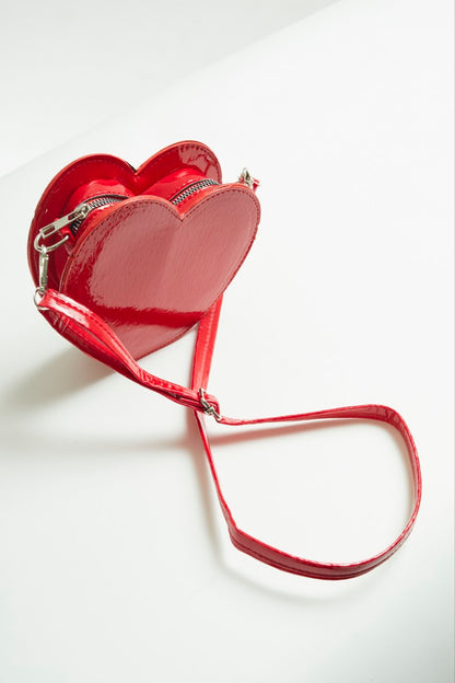 Glossy Red Heart Purse