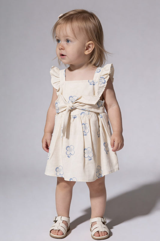 Floral blue Muslin dress 9M-3y