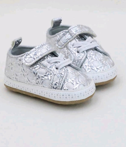 Geometric 3D silver sneakers