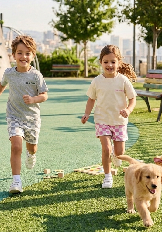 LOVE ON TOUR - GREY Shorts & Tshirt Set - 2-7Y