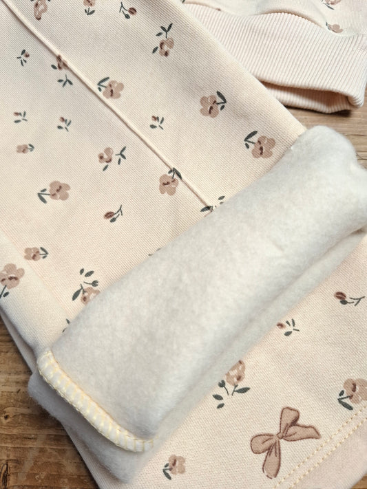 Floral Beige Fleeced Set - 9M-3Y
