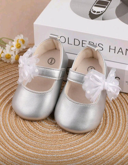 Silver Tulle Shimmer Mary Janes