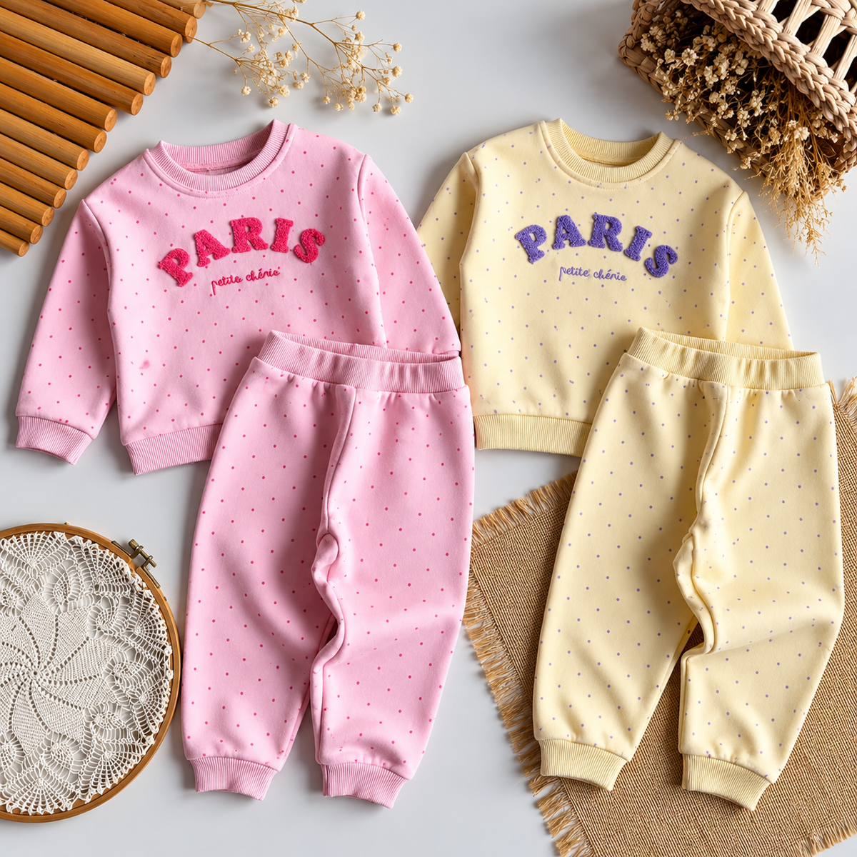 Paris Baby Set - Butter Yellow/Pink - 9M-4Y