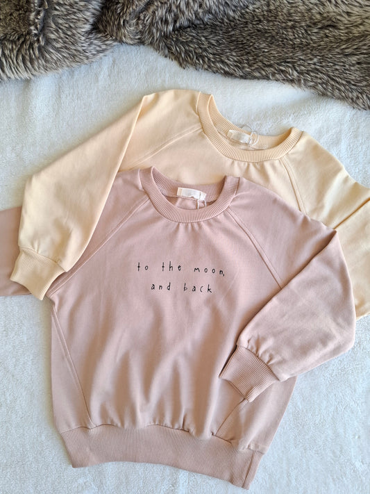 Sweater "To the Moon and Back" - Pink/Butter Yellow - 2-8Y