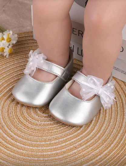 Silver Tulle Shimmer Mary Janes