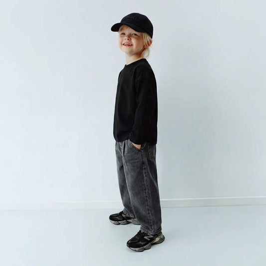 DENIM Balloon Pants - Anthracite - 2-7Y