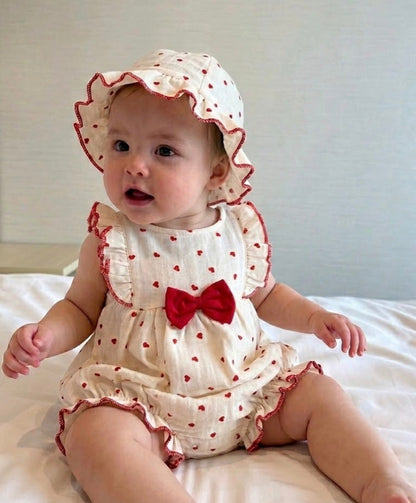 Heartful Romper with Hat - 3-18M