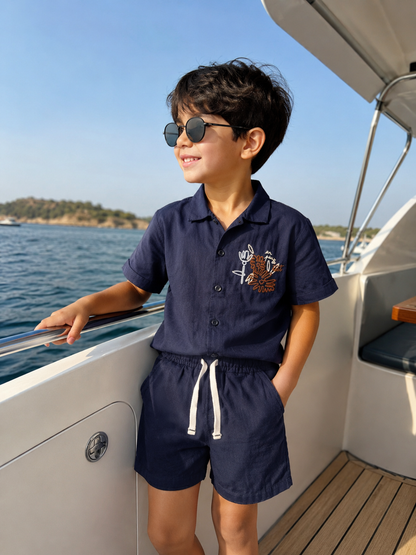 Los Angeles Navy Shorts & Tshirt Set - 2-7Y