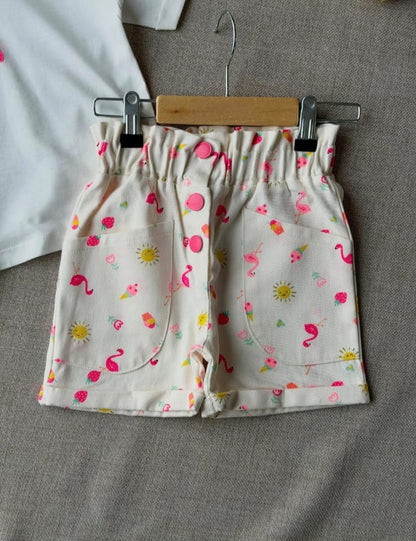 SWAN Denim Shorts & Tshirt Set - 2-7Y
