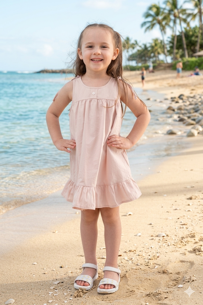 Sleeveless Summer Dress 1-6 Y pink and green